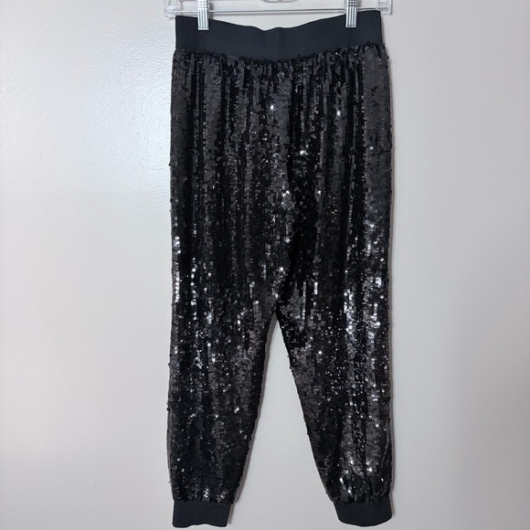 NWOT Alice + Olivia Black Sequin Pants Size 2 - Picture 2 of 9